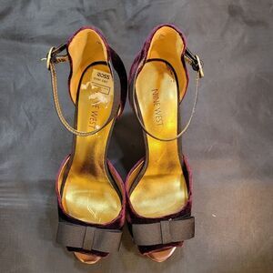 NINE WEST SATIN BOWNOT HIGH HEEL STILETTO OPEN-TOE SANDAL
